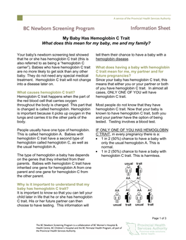 Hemoglobin C Trait What Does This Mean for My Baby, Me and My Family?