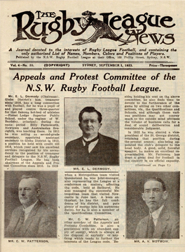 Appeals A.Nd Protest Committee of the N.S. W. Rugby Foo Tball League