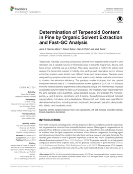 Determination of Terpenoid Content in Pine by Organic Solvent Extraction and Fast-Gc Analysis