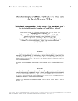 Microbiostratigraphy of the Lower Cretaceous Strata from the Bararig Mountain, SE Iran