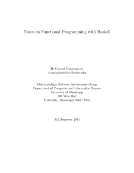 Notes on Functional Programming with Haskell