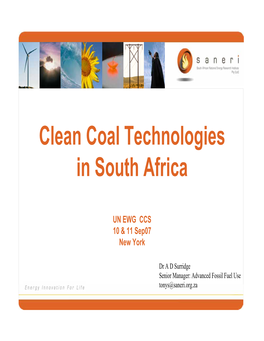 Clean Coal Technologies in South Africa