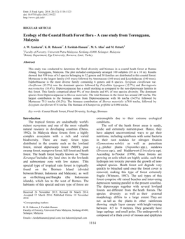 Ecology of the Coastal Heath Forest Flora - a Case Study from Terengganu, Malaysia