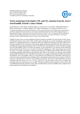 Yearly Monitoring of the Fugitive CH4 and CO2 Emissions from the Arico's