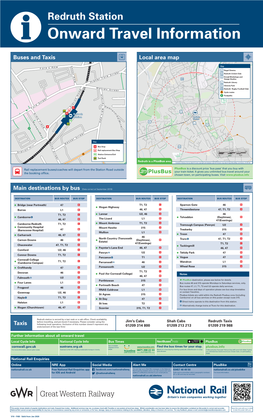 Redruth Station I Onward Travel Information Buses and Taxis Local Area Map