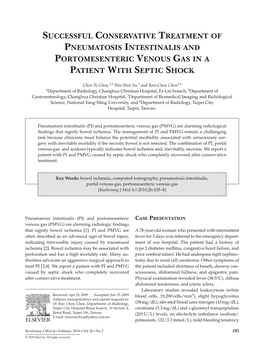 Successful Conservative Treatment of Pneumatosis Intestinalis and Portomesenteric Venous Gas in a Patient with Septic Shock