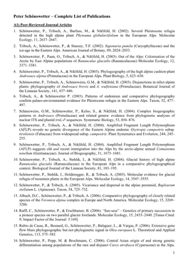 Peter Schönswetter – Complete List of Publications
