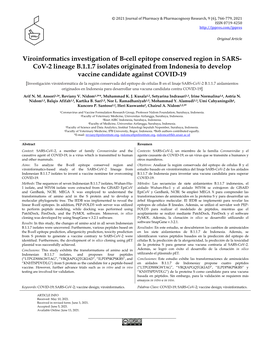 Viroinformatics Investigation of B-Cell Epitope Conserved Region in SARS