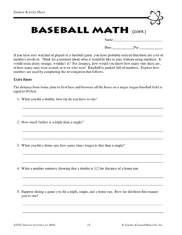 Baseball Math (Cont.)