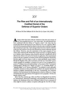 The Rise and Fall of an Internationally Codified Denial of the Defense of Superior Orders