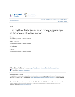 The Erythroblastic Island As an Emerging Paradigm in the Anemia of Inflammation