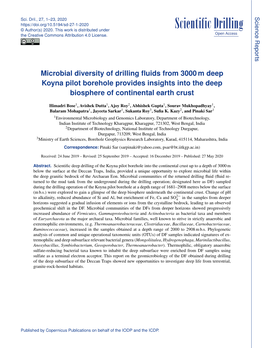 Microbial Diversity of Drilling Fluids from 3000 M Deep Koyna Pilot