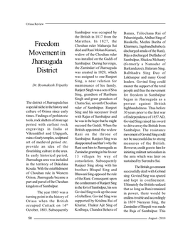 Freedom Movement in Jharsuguda District