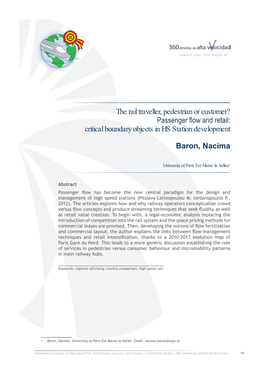 The Rail Traveller, Pedestrian Or Customer? Passenger Flow and Retail: Critical Boundary Objects in HS Station Development