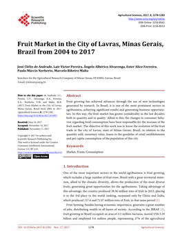 Fruit Market in the City of Lavras, Minas Gerais, Brazil from 2004 to 2017