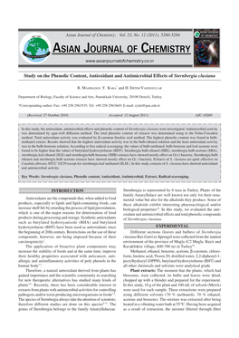 Study on the Phenolic Content, Antioxidant and Antimicrobial Effects of Sternbergia Clusiana