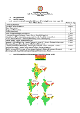 Central Water Commission Daily Flood Situation Report Cum