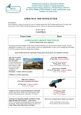 April/May 2018 Newsletter