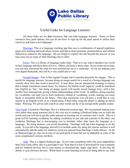 Useful Links for Language Learners