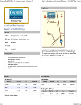 Cascades at World Golf Village: 55+ Active Adult Community: St