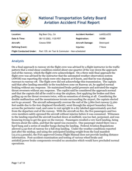 National Transportation Safety Board Aviation Accident Final Report