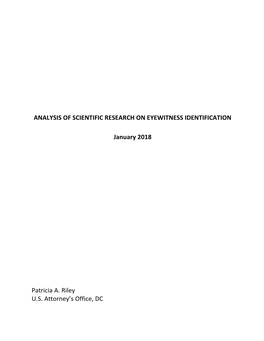 Analysis of Scientific Research on Eyewitness Identification