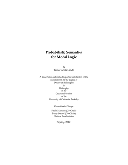 Probabilistic Semantics for Modal Logic