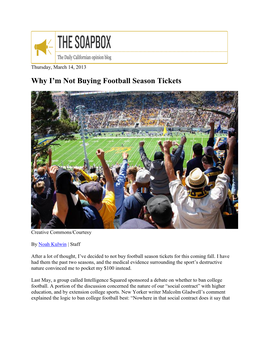 Why I'm Not Buying Football Season Tickets