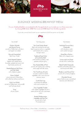 Elegance Wedding Breakfast Menu