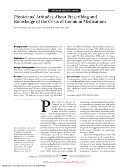 Physicians' Attitudes About Prescribing and Knowledge of The