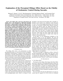 Explanation of the Perceptual Oblique Effect Based on the Fidelity of Oculomotor Control During Saccades