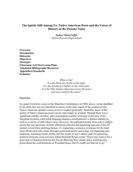 Native American Poets and the Voices of History in the Present Tense