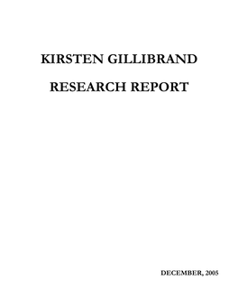 Kirsten Gillibrand Research Report