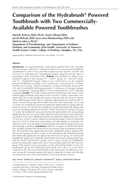 Comparison of the Hydrabrush® Powered Toothbrush with Two Commercially- Available Powered Toothbrushes