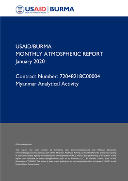 USAID/BURMA MONTHLY ATMOSPHERIC REPORT January 2020