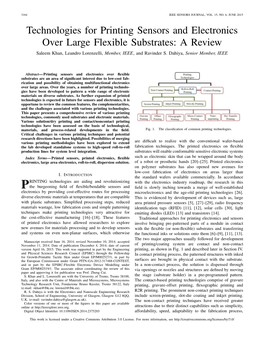 Technologies for Printing Sensors and Electronics Over Large Flexible Substrates: a Review Saleem Khan, Leandro Lorenzelli, Member, IEEE, and Ravinder S