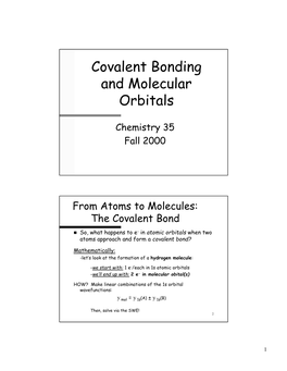 Covalent Bonding and Molecular Orbitals