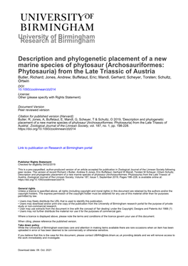 University of Birmingham Description and Phylogenetic Placement of A