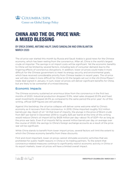 China and the Oil Price War: a Mixed Blessing