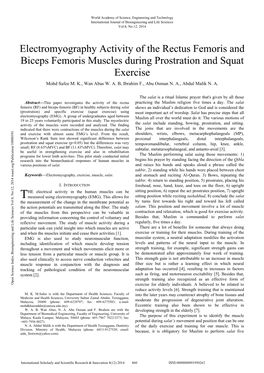 Electromyography Activity of the Rectus Femoris and Biceps Femoris Muscles During Prostration and Squat Exercise Mohd Safee M