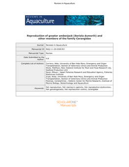 For Review Only 8 2 the New Zealand Institute for Plant and Food Research Limited, Seafood Production Unit
