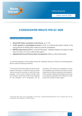 Consolidated Results for Q1 2020