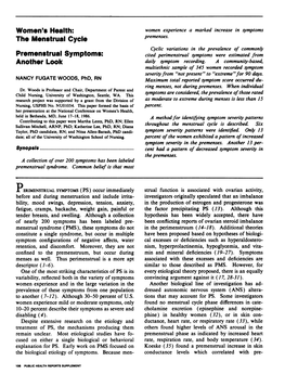 PERIMENSTRUAL SYMPTOMS (PS) Occur Immediately