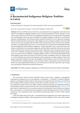 A Reconstructed Indigenous Religious Tradition in Latvia