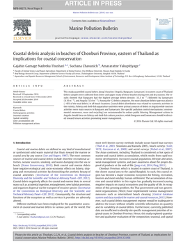 Coastal Debris Analysis in Beaches of Chonburi Province, Eastern of Thailand As Implications for Coastal Conservation