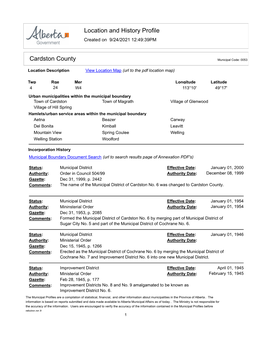 Location and History Profile Cardston County