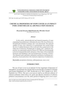 Chemical Properties of Snow Cover As an Impact Indicator for Local Air Pollution Sources