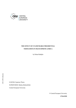 The Effect of Unamendable Presidential Term Limits in Francophone Africa