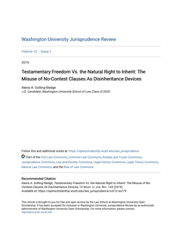 Testamentary Freedom Vs. the Natural Right to Inherit: the Misuse of No-Contest Clauses As Disinheritance Devices