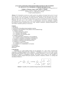 [3+2]-ANNULATION REACTIONS with NITROALKENES in the SYNTHESIS of AROMATIC FIVE-MEMBERED NITROGEN HETEROCYCLES Vladimir A. Motorn